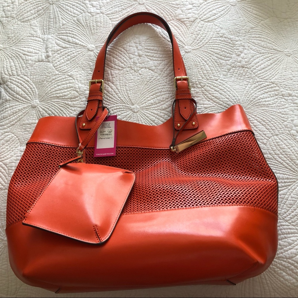 Vince Camuto pierced leather bucket bag